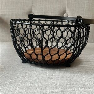 Black Wire Rope Basket with Wooden Base